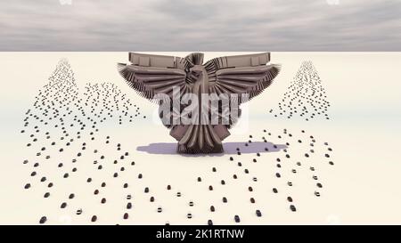 A 3D Illustration of an eagle architectural structure. Stock Photo