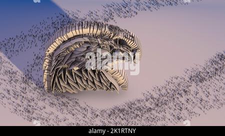 A 3D Illustration of an eagle architectural structure. Stock Photo