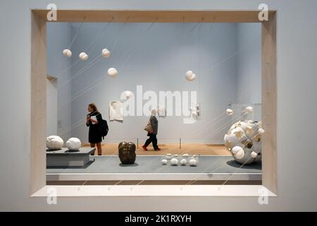 London, UK, 20th September 2022, Maria Bartuszova is a Slovak artist; this retrospective exhibition at the Tate Modern showcases her sculpture work made out of plaster, bronzes and wood. not many people know about her, and this exhibition aims to let people experience her amazing work., Andrew Lalchan Photography/Alamy Live News Stock Photo