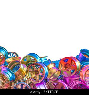 iridescent car rims on white background. 3d render Stock Photo