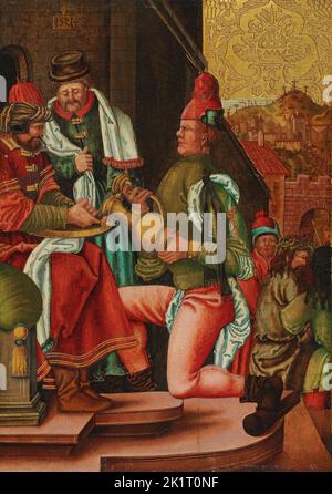 Pontius Pilate Washes His Hands. Museum: PRIVATE COLLECTION. Author: SWABIAN MASTER. Stock Photo