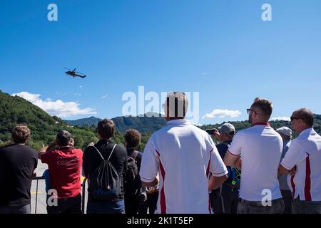 Switzerland, Agno-Lugano Airport, Flight demonstration Stock Photo