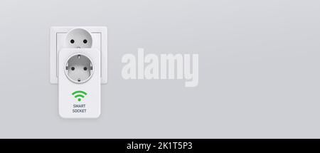 Electrical smart socket, energy efficiency, smart home concept Stock Photo