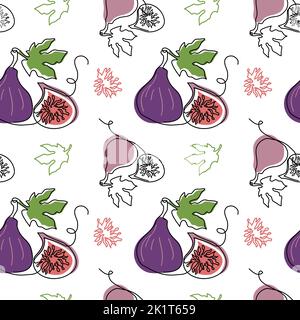 Fig fruits vector pattern. Design for wallpaper, background, fabric, textile, texture, fig fruit pattern for paper wrapping Stock Vector