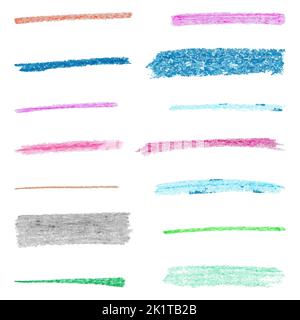 Vector colored brush strokes with chalk, pastel effect. Grunge style for illustrations Stock Vector
