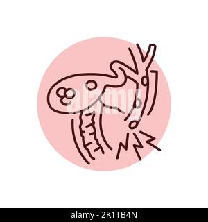 Chronic cholecystitis color line icon. Human diseases. Pictogram for web page, mobile app, promo. Stock Vector