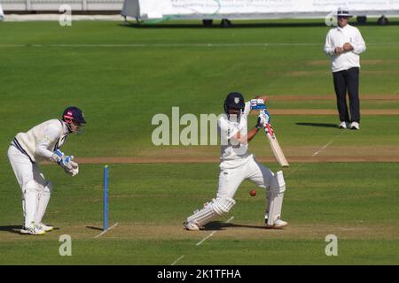 Chester le Street, England, 26 July 2022. David Bedingham batting for Durham against Middlesex in a County Championship match at The Seat Unique Riverside. Credit: Colin Edwards Stock Photo