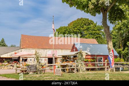 Roadside farmstand on the north fork of long island Stock Photo