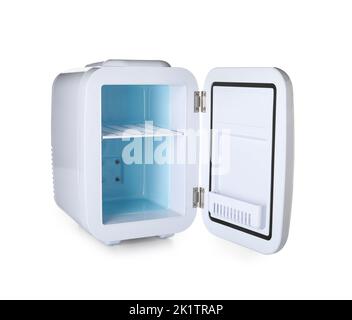 Empty cosmetic refrigerator on white background Stock Photo