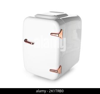 Small cosmetic refrigerator on white background Stock Photo