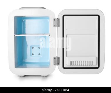 Empty cosmetic refrigerator on white background Stock Photo