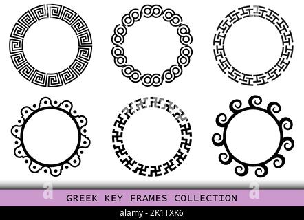 Ancient Greek black frames patterns, set of antique borders from Greece Stock Vector