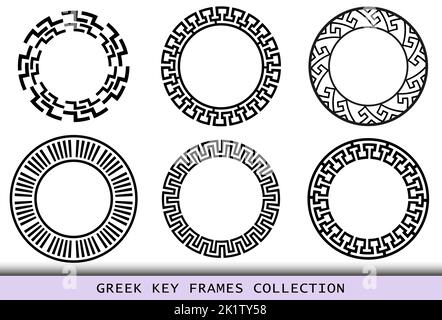 Ancient Greek black frames patterns, set of antique borders from Greece Stock Vector