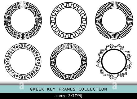 Ancient Greek black frames patterns, set of antique borders from Greece Stock Vector