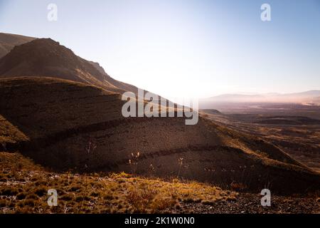 View over the desert from Mount Bruce at sunrise in the Karijini National Park, Western Australia Stock Photo