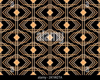 Geometric seamless pattern in art deco style. Golden lines pattern, vintage linear style. Design a template for wallpapers, banners, posters and adver Stock Vector