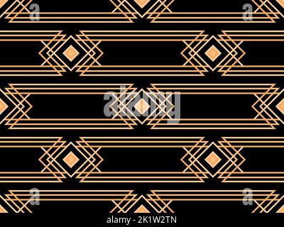 Geometric seamless pattern in art deco style. Golden lines pattern, vintage linear style. Design a template for wallpapers, banners, posters and adver Stock Vector