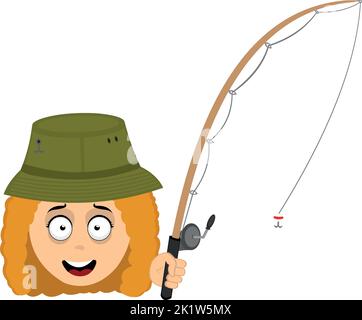 Vector Cute African American Girl Fishing Stock Vector