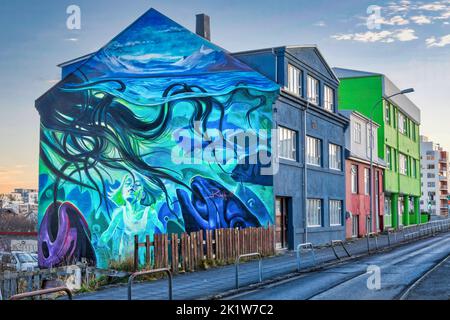 Reykjavik Mural Stock Photo