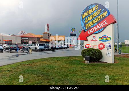 Established in 1964, Iowa 80 has become the World's Largest Truck Stop, servicing the trucking and traveler industry in Walcott, Iowa. Stock Photo