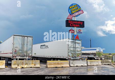 Established in 1964, Iowa 80 has become the World's Largest Truck Stop, servicing the trucking and traveler industry in Walcott, Iowa. Stock Photo