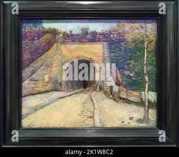 Vincent van Gogh oil on cardboard painting Roadway with Underpass (Le Viaduc) 1887 in the Solomon R Guggenheim Museum, NYC, USA Stock Photo