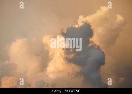 Background panoramic shot of cloudy sky. Dramatic view. Stock Photo