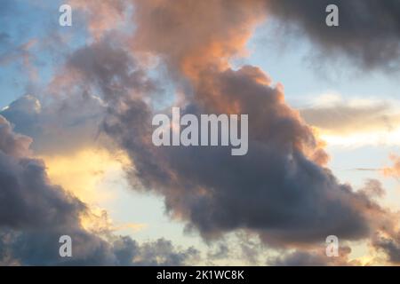 Background panoramic shot of cloudy sky. Dramatic view. Stock Photo