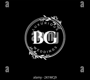 BG Initials letter Wedding monogram logos template, hand drawn modern ...