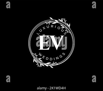 EV Initials letter Wedding monogram logos template, hand drawn modern ...