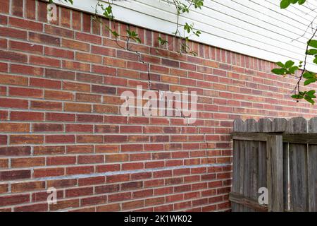 Crack in brick wall of a house Stock Photo