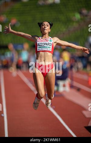 Claire Azzopardi participating in the long jump of the European