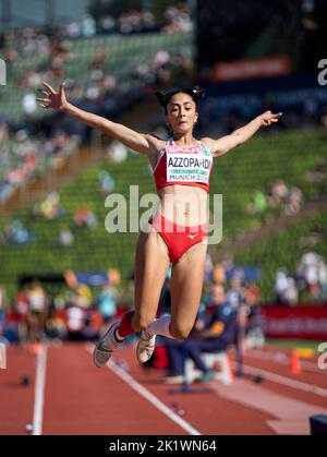 Claire Azzopardi participating in the long jump of the European