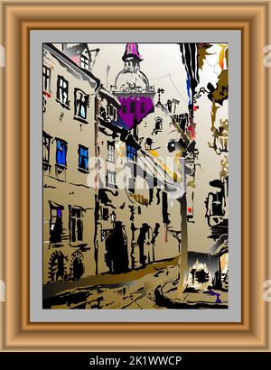 European capitals. Can serve as prototypes – Prague, Krakov, Riga, Tallinn… 3d vector illustration Stock Vector