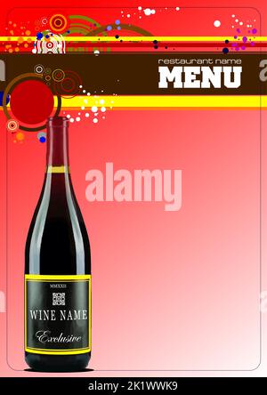 Restaurant (cafe) menu. Wine list . Colored 3d  vector illustration Stock Vector