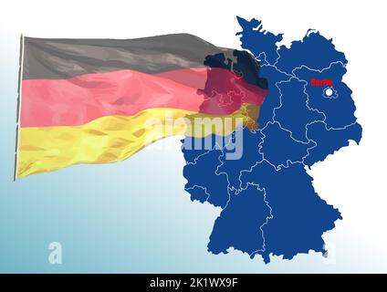 The Flag and map of Germany. 3d color vector illustration Stock Vector