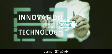 Text sign showing Innovation Technology. Concept meaning New Idea or Method of Technical or Scientific nature Stock Photo