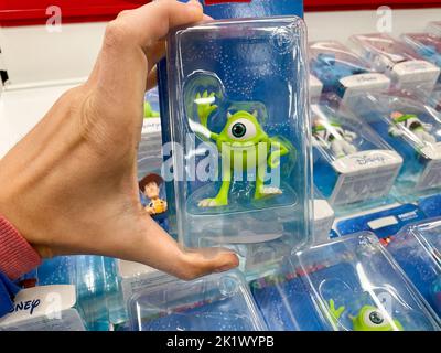 Tyumen, Russia-September 09, 2022: American anime Monsters, Inc. character Michael Wazowski A toy Stock Photo