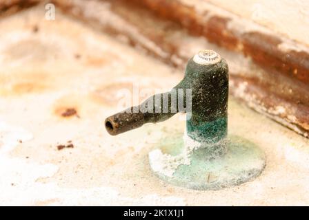 Corroded gas tap in an abandoned scientific laboratory Stock Photo