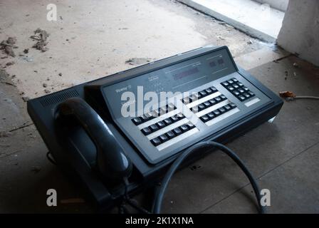 British Telecom Viceroy PBX telephone control local office exchange in an abandoned building. Stock Photo