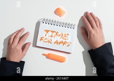 Text caption presenting Time For AppsThe best full-featured service that helps communicate faster. Word for The best fullfeatured service that helps Stock Photo