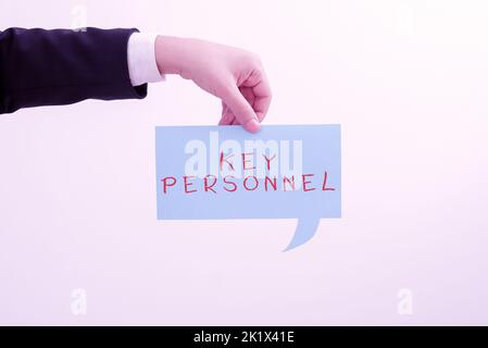 Inspiration showing sign Key Personnel. Business showcase Program ...