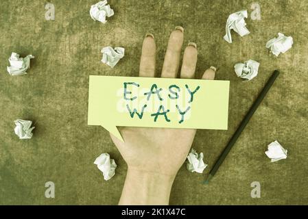Text caption presenting Easy Way. Word for making hard decision between two less and more effort method Stock Photo