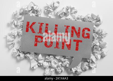 Text showing inspiration Killing Point. Word Written on Phase End Review Stage Gate Project Evaluation No Go Stock Photo