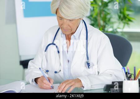 she is a senior doctor woman Stock Photo