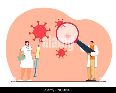 composite picture doctors virus dandruff pink background Stock Vector
