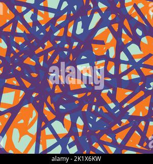 Abstract vector weave irregular grid. Seamless pattern background. Irregular painterly brush stroke criss cross backdrop.Tropical overlapping lines Stock Vector