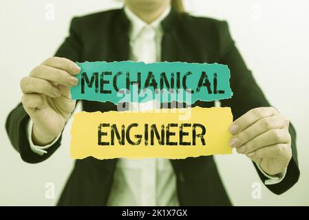 Text caption presenting Mechanical Engineer. Business overview Applied Engineering Discipline for Mechanical System Stock Photo