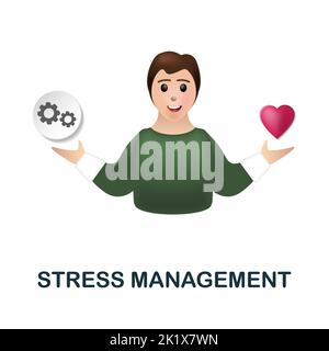 Stress Management icon. 3d illustration from company management collection. Creative Stress Management 3d icon for web design, templates, infographics Stock Vector