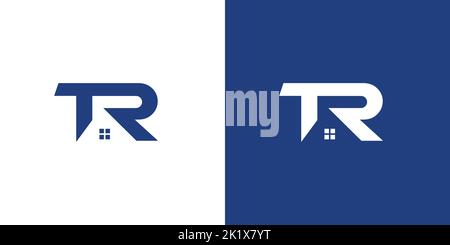 Modern and cool TR initials real estate logo design Stock Vector
